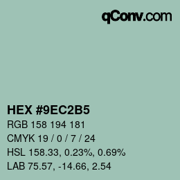Farbcode: HEX #9EC2B5 | qconv.com