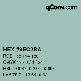 颜色代码: HEX #9EC2BA | qconv.com