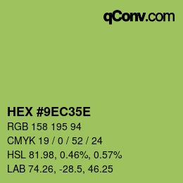Farbcode: HEX #9EC35E | qconv.com