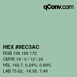 颜色代码: HEX #9EC3AC | qconv.com