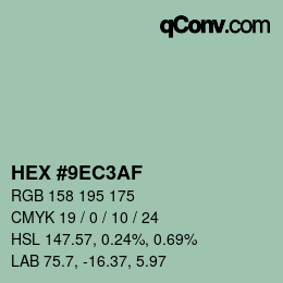 カラーコード: HEX #9EC3AF | qconv.com