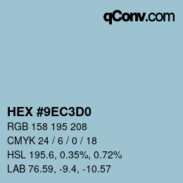 颜色代码: HEX #9EC3D0 | qconv.com