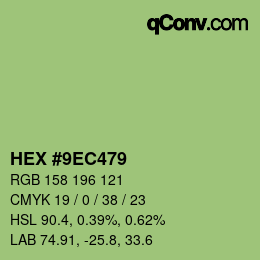カラーコード: HEX #9EC479 | qconv.com