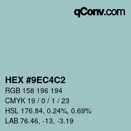 Farbcode: HEX #9EC4C2 | qconv.com