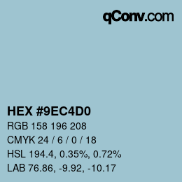 カラーコード: HEX #9EC4D0 | qconv.com