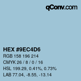 カラーコード: HEX #9EC4D6 | qconv.com