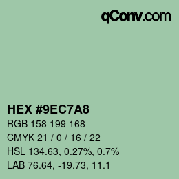 カラーコード: HEX #9EC7A8 | qconv.com
