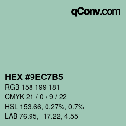 カラーコード: HEX #9EC7B5 | qconv.com