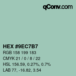 カラーコード: HEX #9EC7B7 | qconv.com