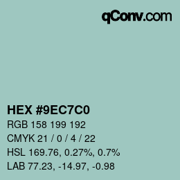 Farbcode: HEX #9EC7C0 | qconv.com