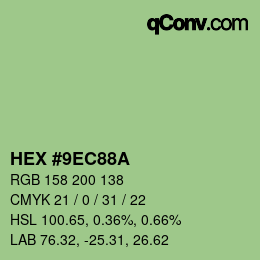 Color code: HEX #9EC88A | qconv.com