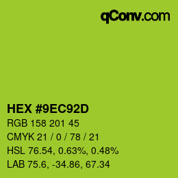 Color code: HEX #9EC92D | qconv.com