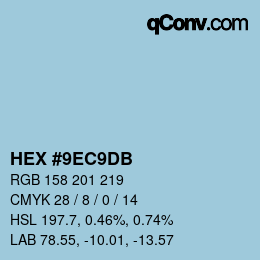 カラーコード: HEX #9EC9DB | qconv.com