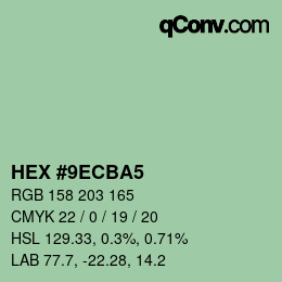 カラーコード: HEX #9ECBA5 | qconv.com