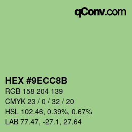 Color code: HEX #9ECC8B | qconv.com