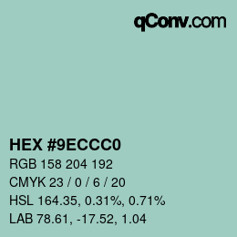 颜色代码: HEX #9ECCC0 | qconv.com