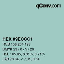 颜色代码: HEX #9ECCC1 | qconv.com