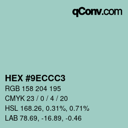 カラーコード: HEX #9ECCC3 | qconv.com