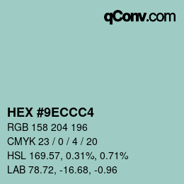 颜色代码: HEX #9ECCC4 | qconv.com