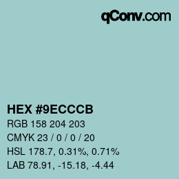 Color code: HEX #9ECCCB | qconv.com