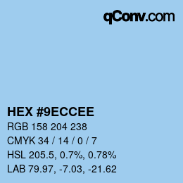 カラーコード: HEX #9ECCEE | qconv.com