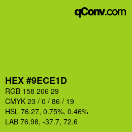 Color code: HEX #9ECE1D | qconv.com