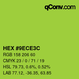 Color code: HEX #9ECE3C | qconv.com