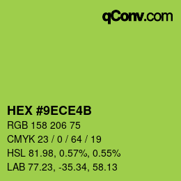 Color code: HEX #9ECE4B | qconv.com