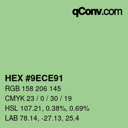 カラーコード: HEX #9ECE91 | qconv.com