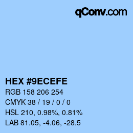 Color code: HEX #9ECEFE | qconv.com