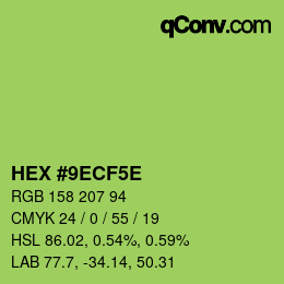 カラーコード: HEX #9ECF5E | qconv.com
