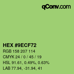 Farbcode: HEX #9ECF72 | qconv.com