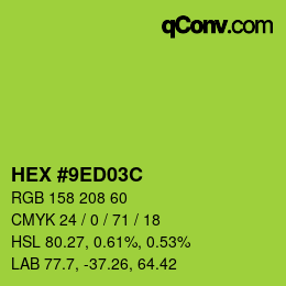 Color code: HEX #9ED03C | qconv.com