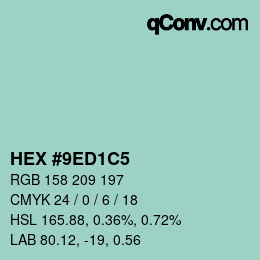 颜色代码: HEX #9ED1C5 | qconv.com
