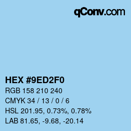 颜色代码: HEX #9ED2F0 | qconv.com