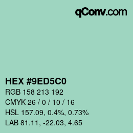 カラーコード: HEX #9ED5C0 | qconv.com