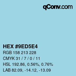 カラーコード: HEX #9ED5E4 | qconv.com