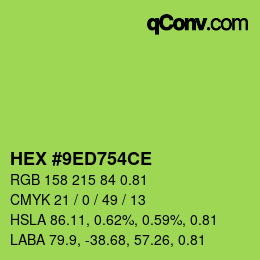 Code couleur: HEX #9ED754CE | qconv.com