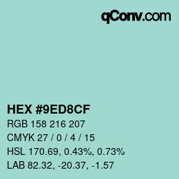 Color code: HEX #9ED8CF | qconv.com