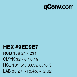 颜色代码: HEX #9ED9E7 | qconv.com