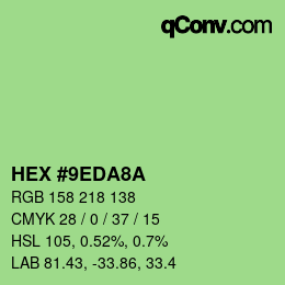 カラーコード: HEX #9EDA8A | qconv.com