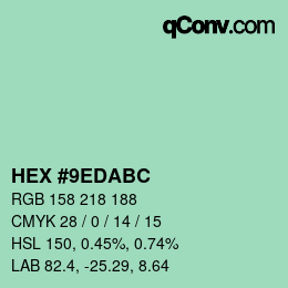 Farbcode: HEX #9EDABC | qconv.com