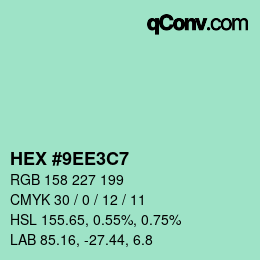 Color code: HEX #9EE3C7 | qconv.com