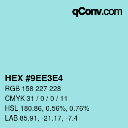Color code: HEX #9EE3E4 | qconv.com