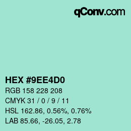 カラーコード: HEX #9EE4D0 | qconv.com
