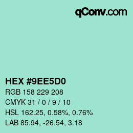 カラーコード: HEX #9EE5D0 | qconv.com