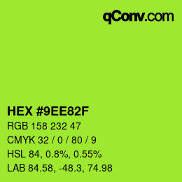 Color code: HEX #9EE82F | qconv.com