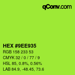 Color code: HEX #9EE935 | qconv.com