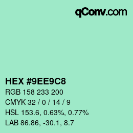 カラーコード: HEX #9EE9C8 | qconv.com