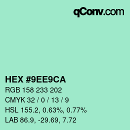 Color code: HEX #9EE9CA | qconv.com
